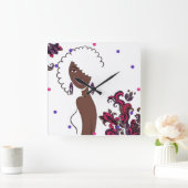 Afrocentric Beauty Wall-klok Vierkante Klok (Huis)