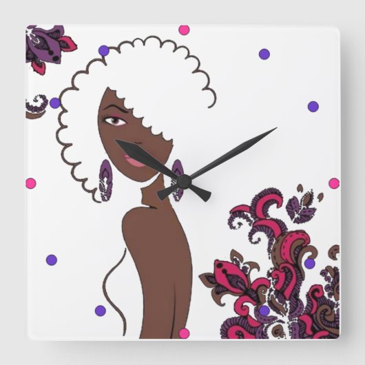 Afrocentric Beauty Wall-klok Vierkante Klok (Voorkant)