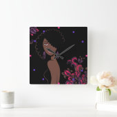Afrocentric Beauty Wall-klok Vierkante Klok (Huis)
