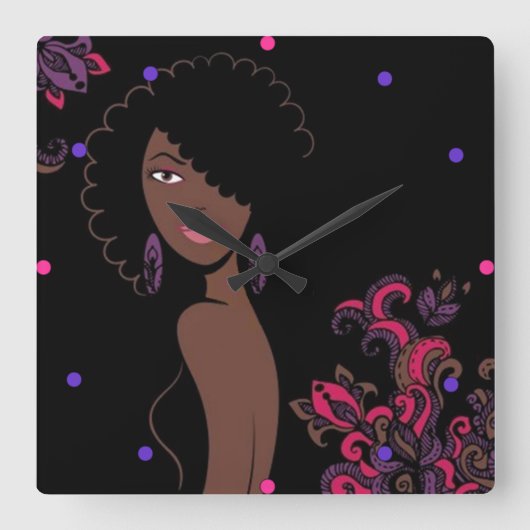 Afrocentric Beauty Wall-klok Vierkante Klok (Voorkant)