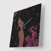 Afrocentric Beauty Wall-klok Vierkante Klok (Hoek)