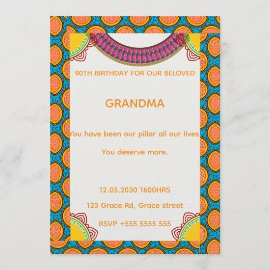 Afrocentric Birthday Invitation | Ankara Pattern  Kaart (Voorkant)
