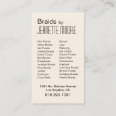 Afrocentric Braids Hair Stylist - geel Visitekaartje (Achterkant)