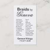 Afrocentric Braids Hair Stylist - tan Visitekaartje (Achterkant)