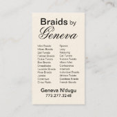 Afrocentric Braids Hair Stylist - zwart Visitekaartje (Achterkant)
