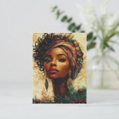 Afrocentric Christmas Queen–Flat Holiday Card Feestdagenkaart (Staand voorkant)