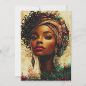 Afrocentric Christmas Queen–Flat Holiday Card Feestdagenkaart (Voorkant)