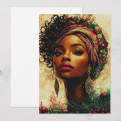 Afrocentric Christmas Queen–Flat Holiday Card Feestdagenkaart (Voorkant / Achterkant)