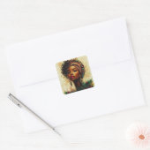 Afrocentric Christmas Queen–Flat Holiday Card Vierkante Sticker (Envelop)
