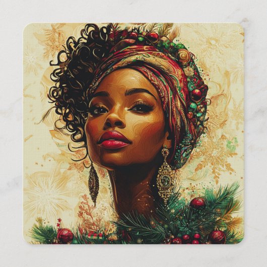 Afrocentric Christmas Queen Kaart (Voorkant)