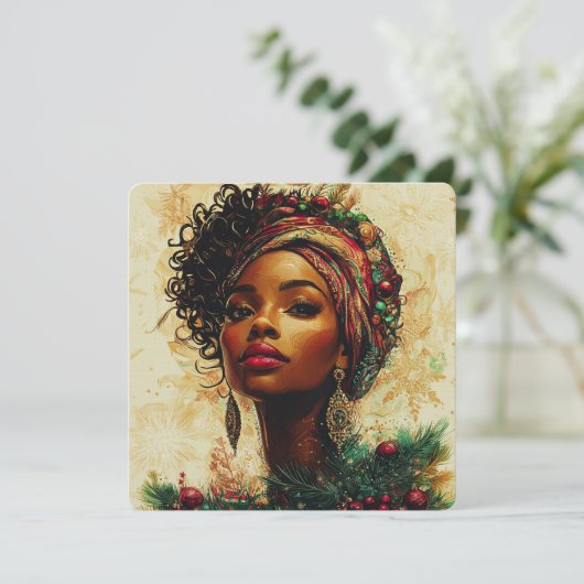 Afrocentric Christmas Queen Kaart (Staand voorkant)