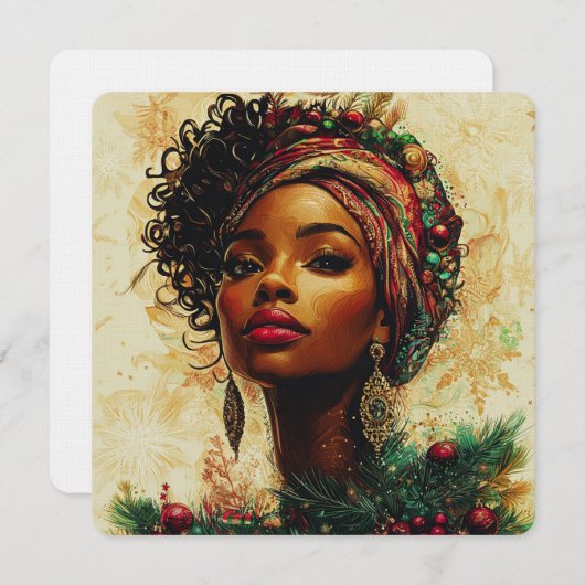 Afrocentric Christmas Queen Kaart (Voorkant / Achterkant)