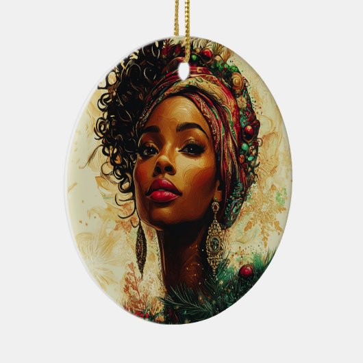 Afrocentric Christmas Queen Keramisch Ornament (Rechts)