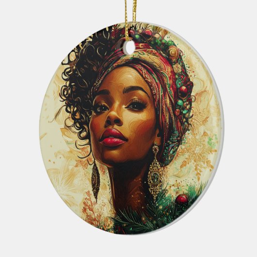 Afrocentric Christmas Queen Keramisch Ornament (Links)