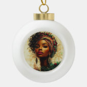 Afrocentric Christmas Queen Keramische Bal Ornament (Voorkant)