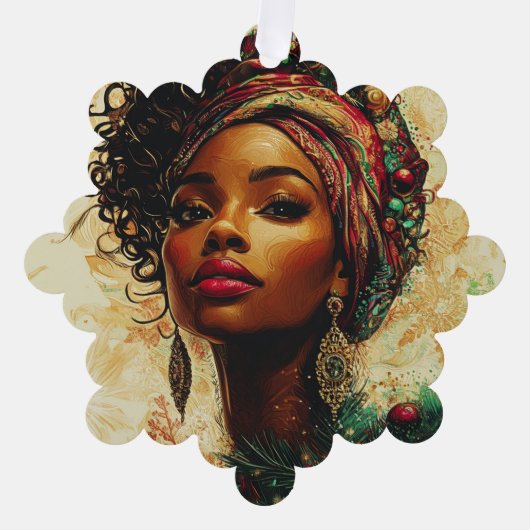 Afrocentric Christmas Queen Ornament Kaart (Voorkant)