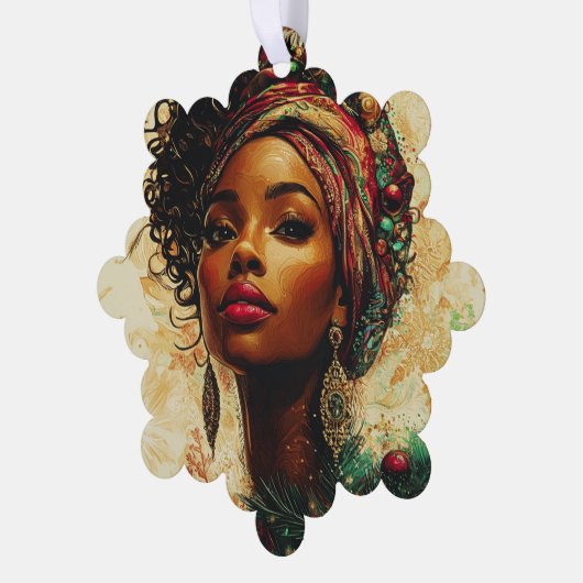 Afrocentric Christmas Queen Ornament Kaart (Links)