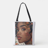Afrocentric Floral Portrait Tote | Serenity Noire Tote Bag (Achterkant)