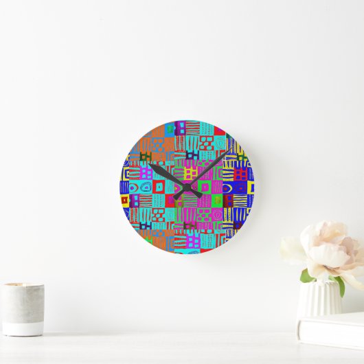 Afrocentric Geometric Motif Multicolored  Ronde Klok (Huis)