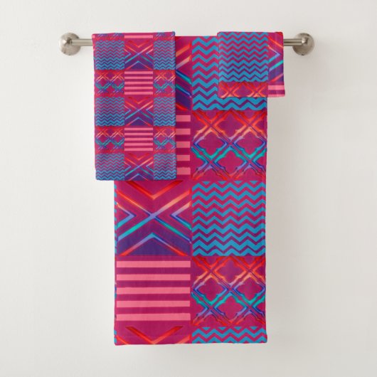 Afrocentric Geometric Print Bath Towel Set Bad Handdoek (Insitu)