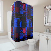 Afrocentric Geometric Print Shower Curtain Douchegordijn (In situ)
