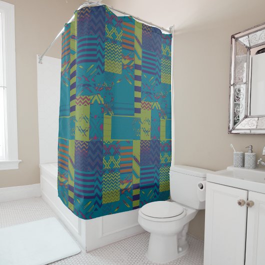 Afrocentric Geometric Print Shower Curtain Douchegordijn