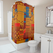 Afrocentric Geometric Print Shower Curtain  Douchegordijn