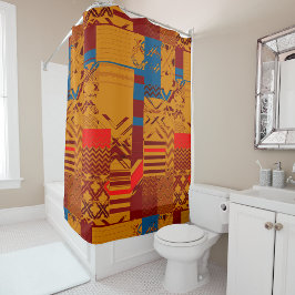 Afrocentric Geometric Print Shower Curtain  Douchegordijn