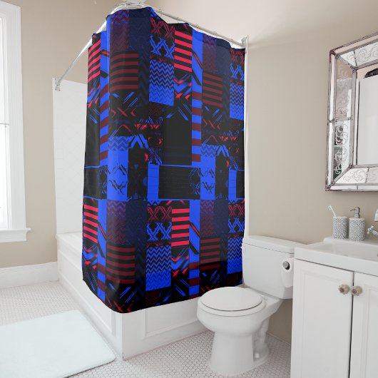 Afrocentric Geometric Print Shower Curtain Douchegordijn