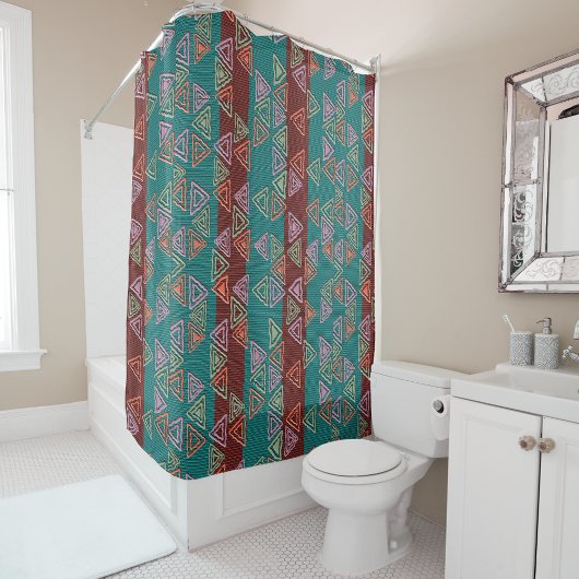 Afrocentric Geometric Print Shower Curtain Douchegordijn