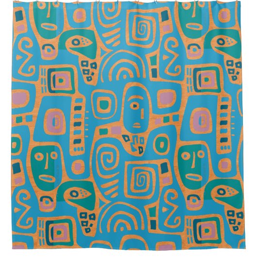 Afrocentric Geometric Shower Curtains Douchegordijn (Voorkant)