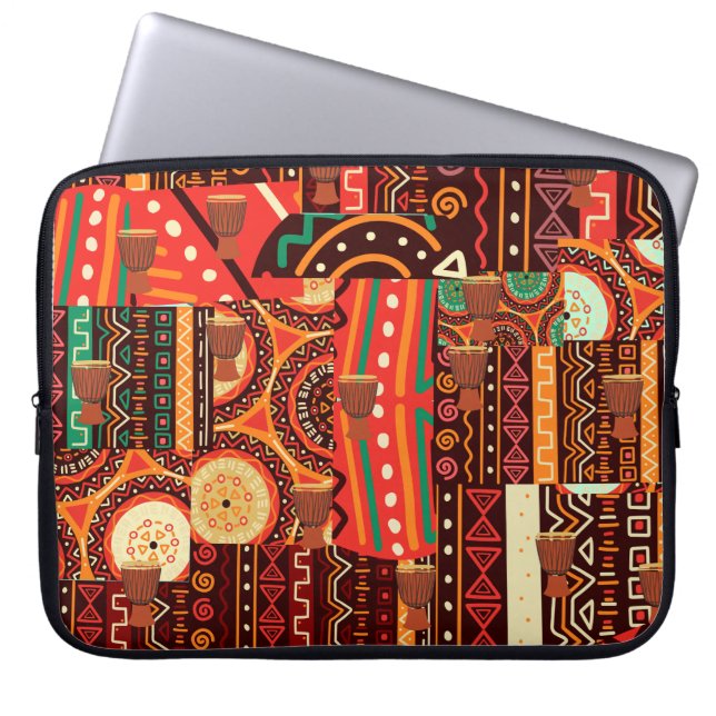 Afrocentric Kente Jigzaag Puzzle Laptop Sleeve (Voorkant)