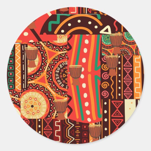 Afrocentric Kente Jigzaag Puzzle Ronde Sticker (Voorkant)