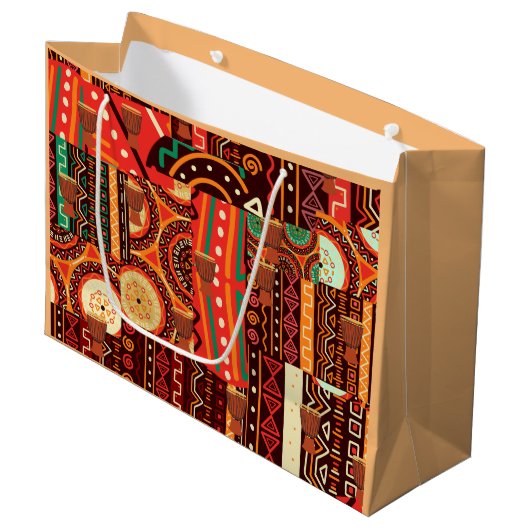 Afrocentric Kente Tribal Pattern Groot Cadeauzakje (Voorkant Gekanteld)