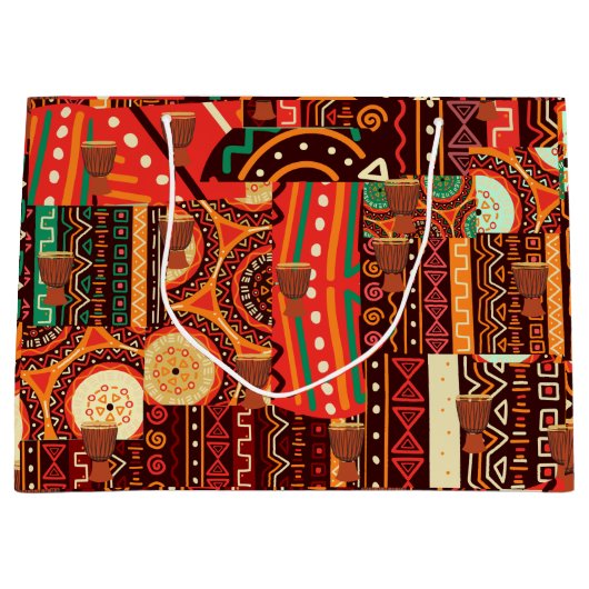 Afrocentric Kente Tribal Pattern Groot Cadeauzakje (Voorkant)