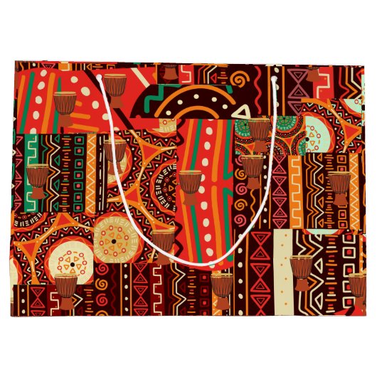 Afrocentric Kente Tribal Pattern Groot Cadeauzakje (Achterkant)