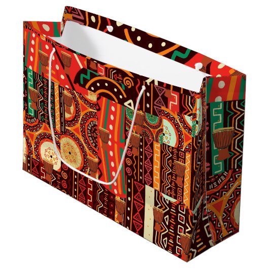 Afrocentric Kente Tribal Pattern Groot Cadeauzakje (Voorkant Gekanteld)