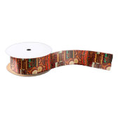 Afrocentric Kente Tribal Pattern Satin Ribbon Satijnen Lint (Spoel)