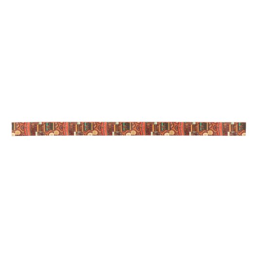 Afrocentric Kente Tribal Pattern Satin Ribbon Satijnen Lint (Voorkant)