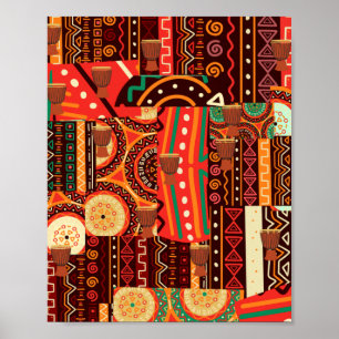 Afrocentric Kente Tribal Pattern Sierkussen Poster