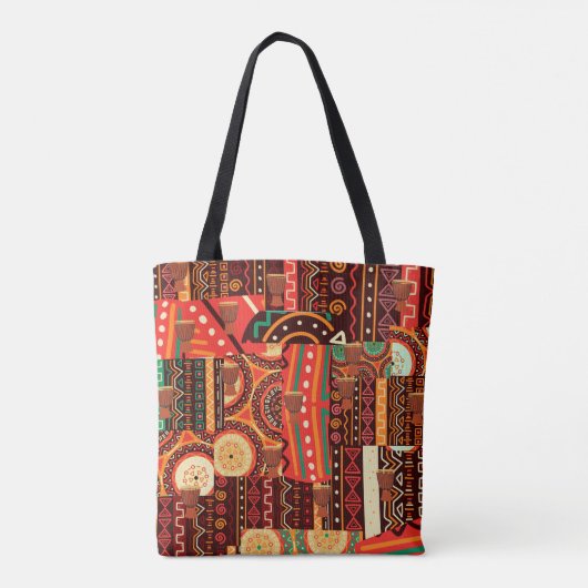 Afrocentric Kente Tribal Pattern Tote Bag (Achterkant)