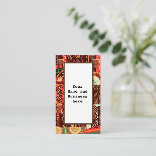 Afrocentric Kente Tribal Pattern Visitekaartje (Staand voorkant)