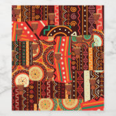Afrocentric Kente Tribal Pattern Wijn Etiket (Enkel label)