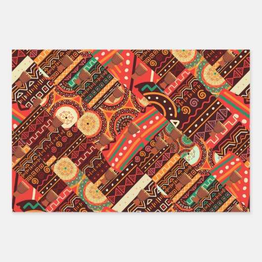 Afrocentric Kente Tribal Pattern Wrapping Paper S (Voorkant 2)