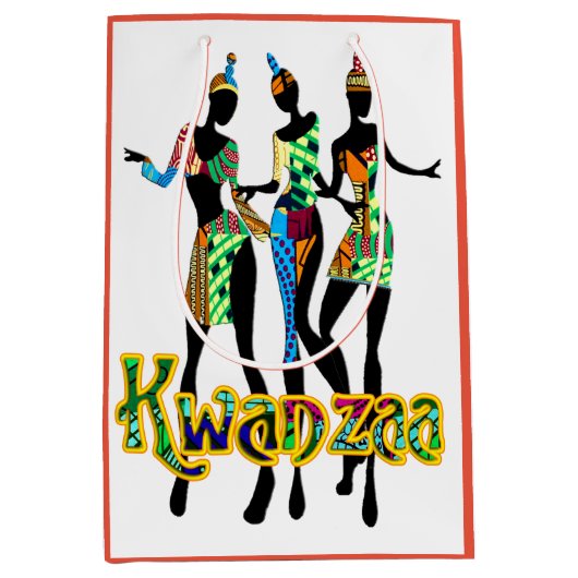 Afrocentric Kwanzaa Print Medium Cadeauzakje (Voorkant)