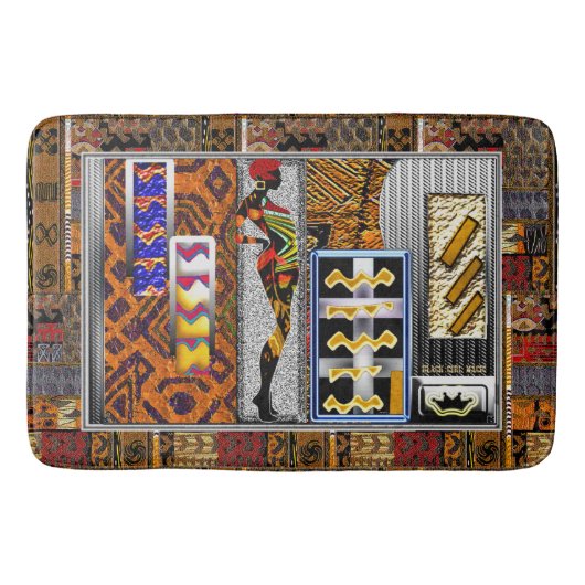 Afrocentric Motif Pattern Print Badmat (Voorkant)