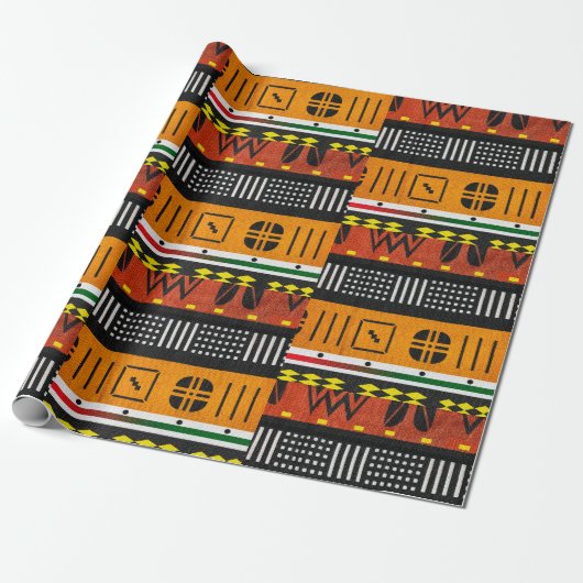 Afrocentric Tribal Motif Cadeaupapier (Uitgerold)