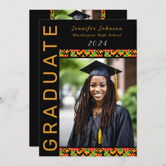Afrocentrisch Afro-Amerikaans Afstuderen Uitnodigi Kaart (Voorkant / Achterkant)