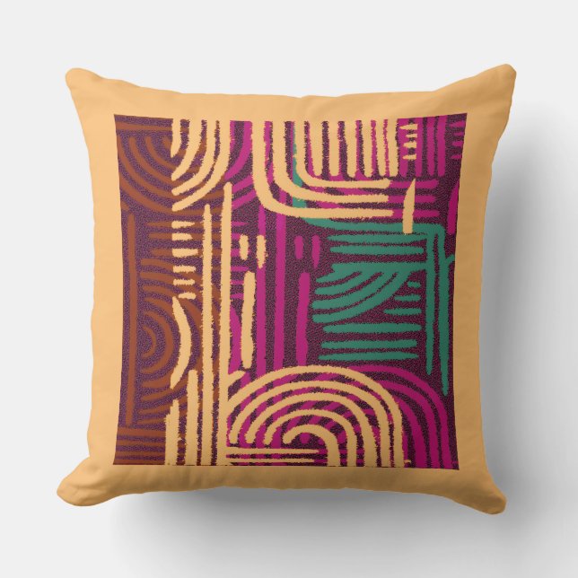 Afrocentrisch geometrisch grafisch motief werpkuss kussen (Voorkant)