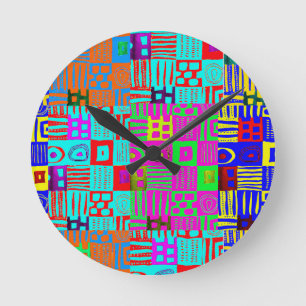 Afrocentrisch geometrisch motief Meerkleurig Ronde Klok